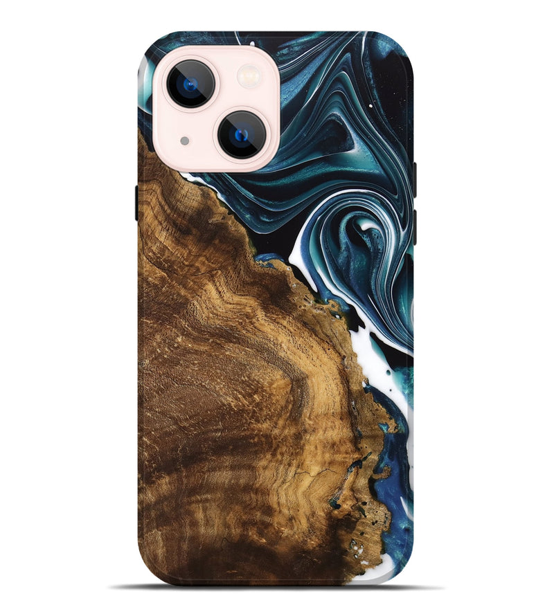 iPhone 14 Plus Wood Live Edge Phone Case - Jacinda (Blue, 741326)