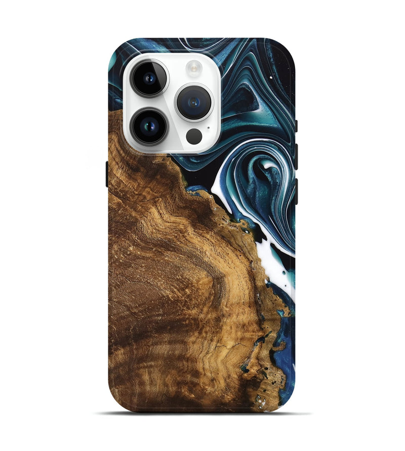 iPhone 15 Pro Wood Live Edge Phone Case - Jacinda (Blue, 741326)