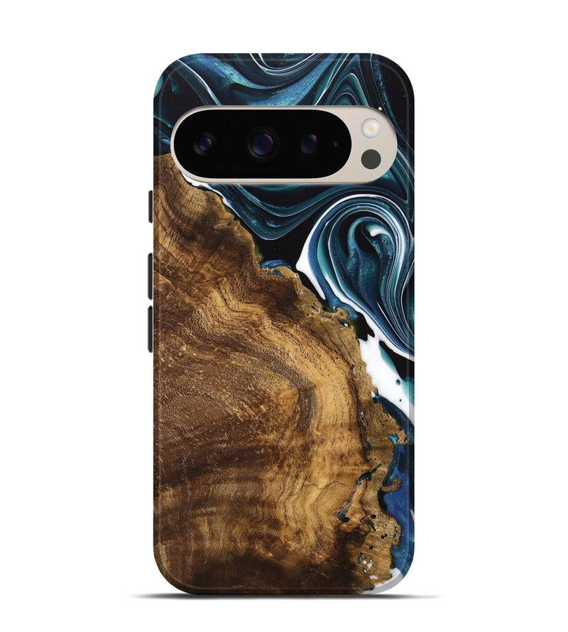 Pixel 9 Pro Wood Live Edge Phone Case - Jacinda (Blue, 741326)