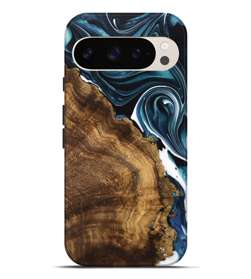 Pixel 9 Pro XL Wood Live Edge Phone Case - Jacinda (Blue, 741326)