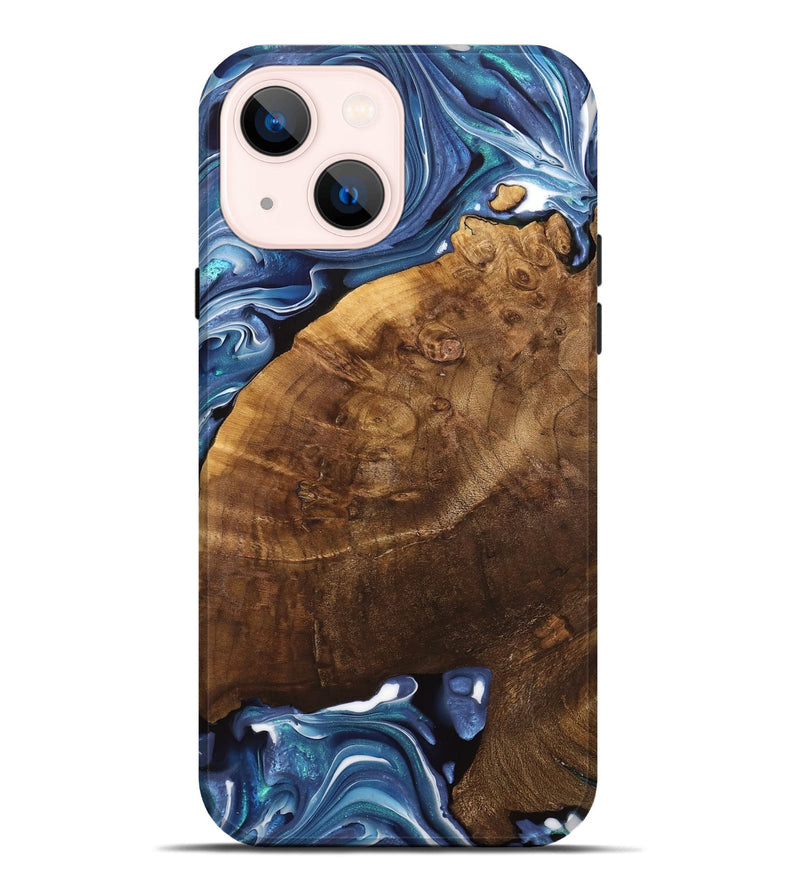 iPhone 14 Plus Wood Live Edge Phone Case - Binni (Blue, 741331)