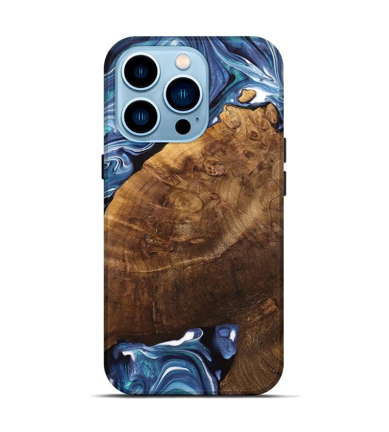 iPhone 14 Pro Wood Live Edge Phone Case - Binni (Blue, 741331)