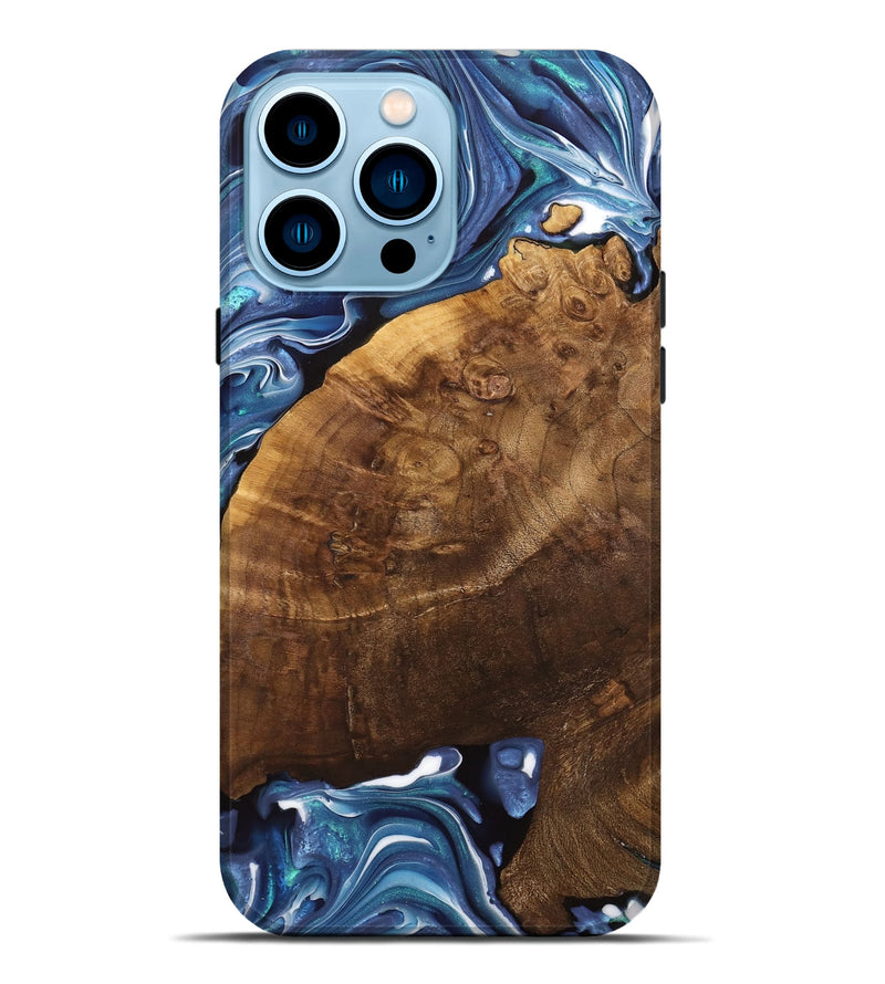 iPhone 14 Pro Max Wood Live Edge Phone Case - Binni (Blue, 741331)