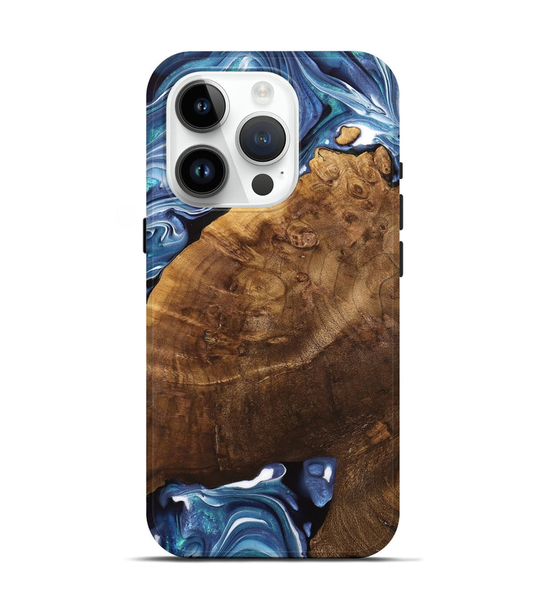 iPhone 15 Pro Wood Live Edge Phone Case - Binni (Blue, 741331)