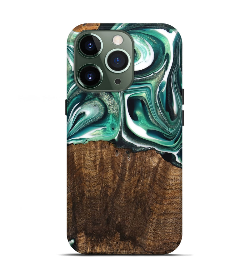 iPhone 13 Pro Wood Live Edge Phone Case - Avery (Green, 741332)