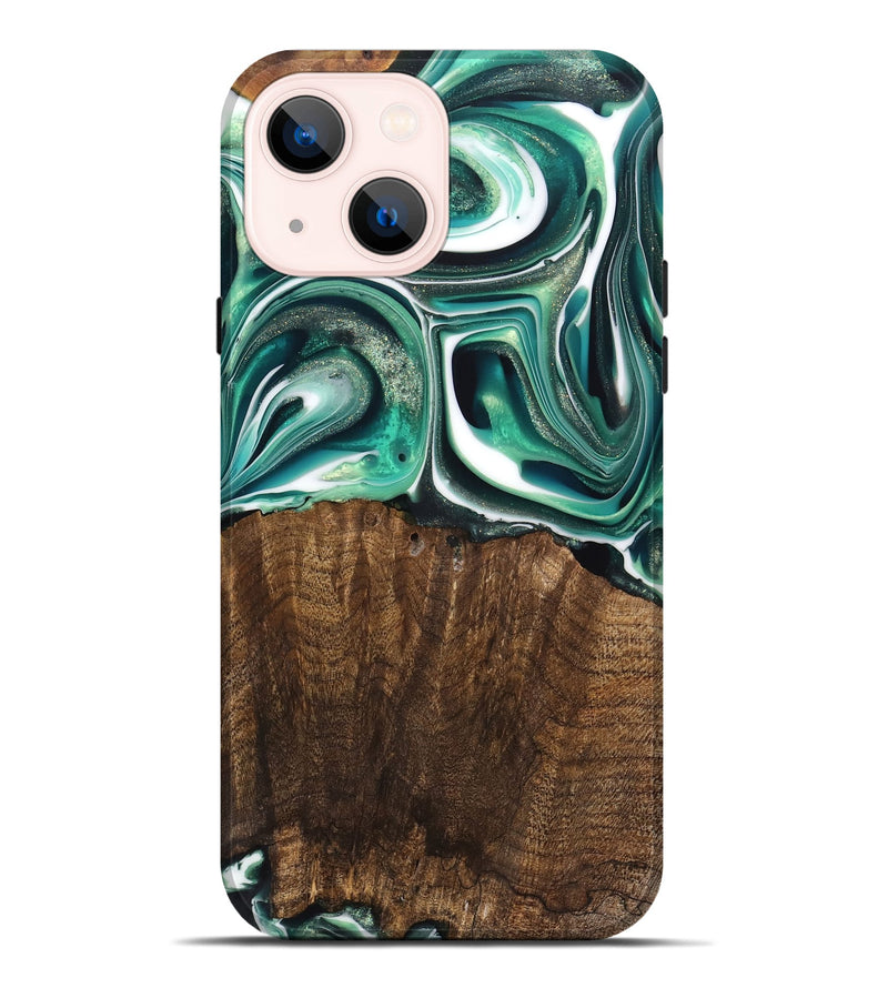 iPhone 14 Plus Wood Live Edge Phone Case - Avery (Green, 741332)