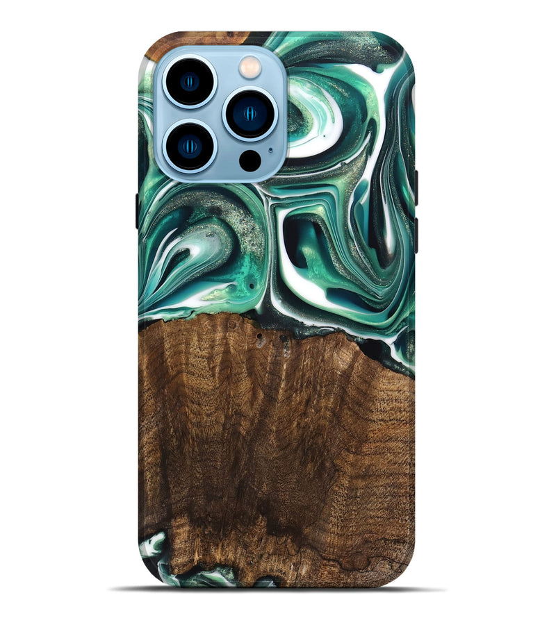 iPhone 14 Pro Max Wood Live Edge Phone Case - Avery (Green, 741332)