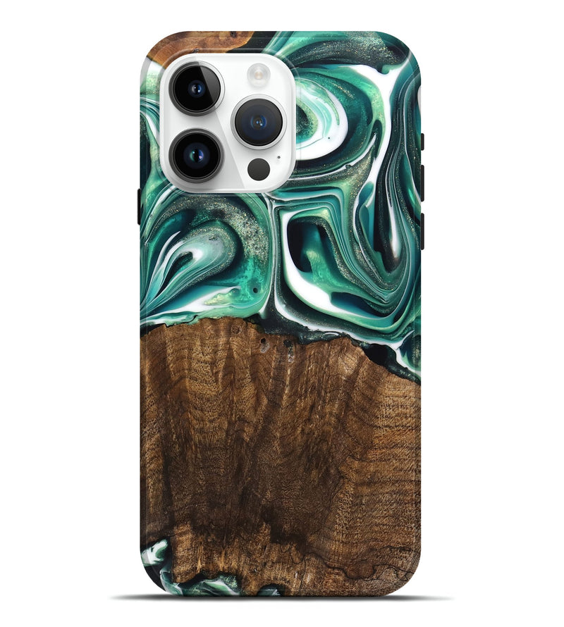 iPhone 15 Pro Max Wood Live Edge Phone Case - Avery (Green, 741332)