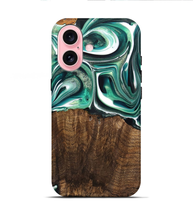 iPhone 16 Wood Live Edge Phone Case - Avery (Green, 741332)