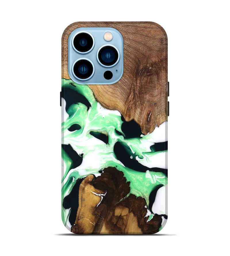 iPhone 14 Pro Wood Live Edge Phone Case - Lucina (Green, 741334)