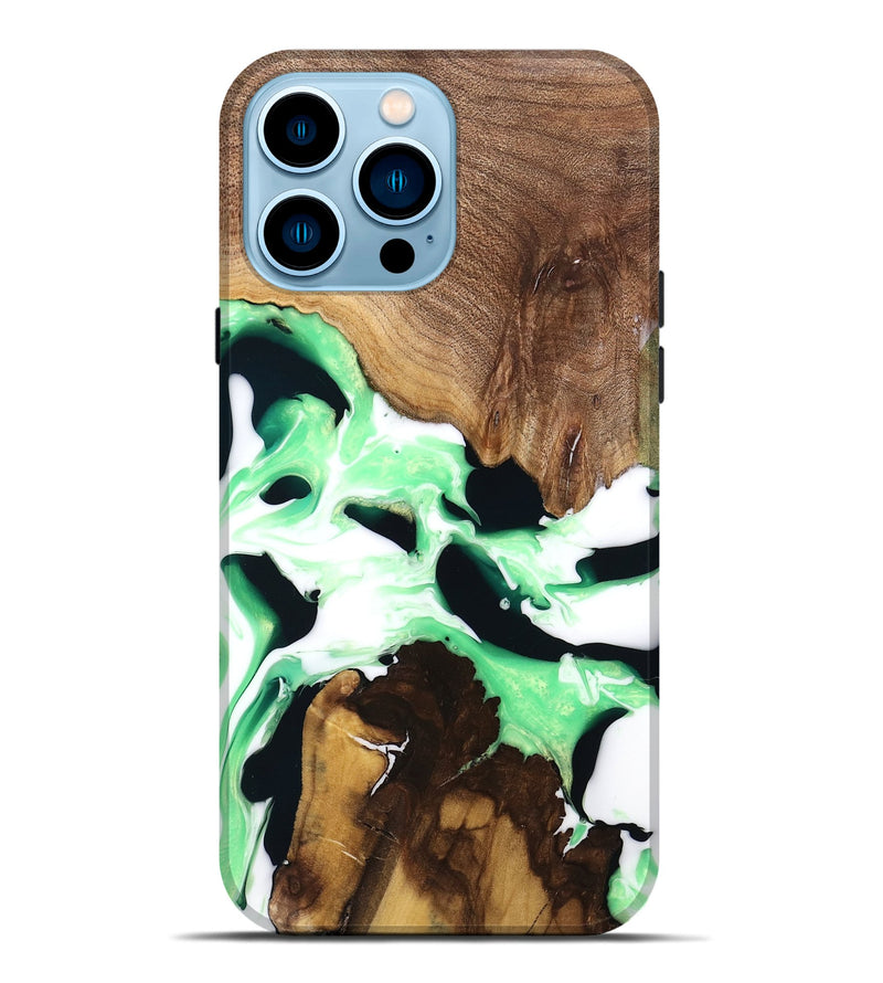 iPhone 14 Pro Max Wood Live Edge Phone Case - Lucina (Green, 741334)