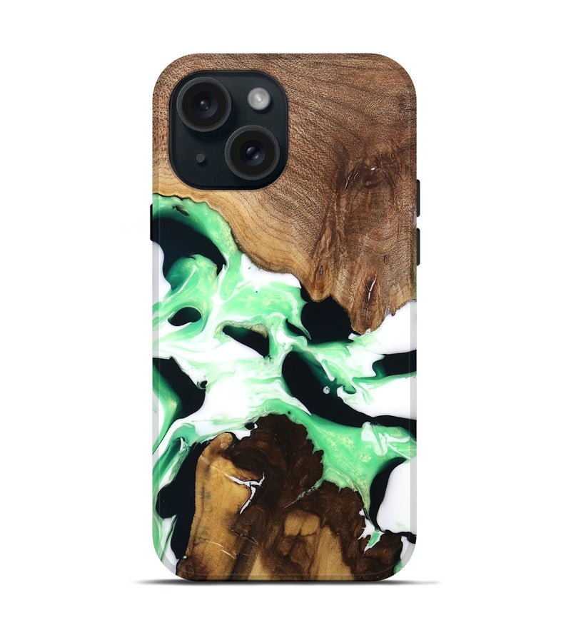 iPhone 15 Wood Live Edge Phone Case - Lucina (Green, 741334)