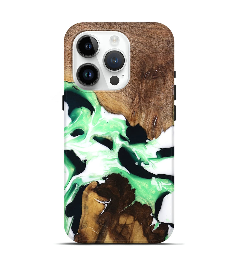 iPhone 15 Pro Wood Live Edge Phone Case - Lucina (Green, 741334)