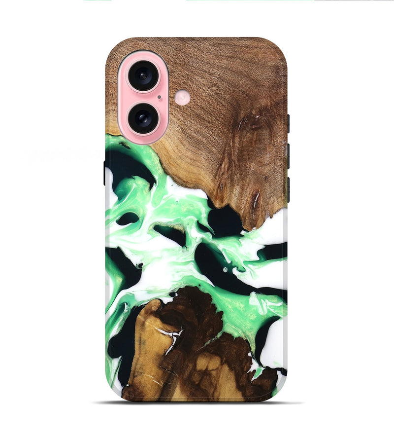 iPhone 16 Wood Live Edge Phone Case - Lucina (Green, 741334)