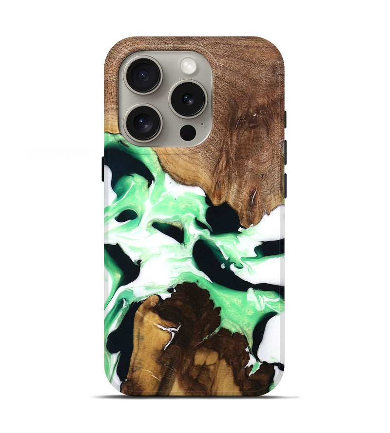 iPhone 16 Pro Wood Live Edge Phone Case - Lucina (Green, 741334)