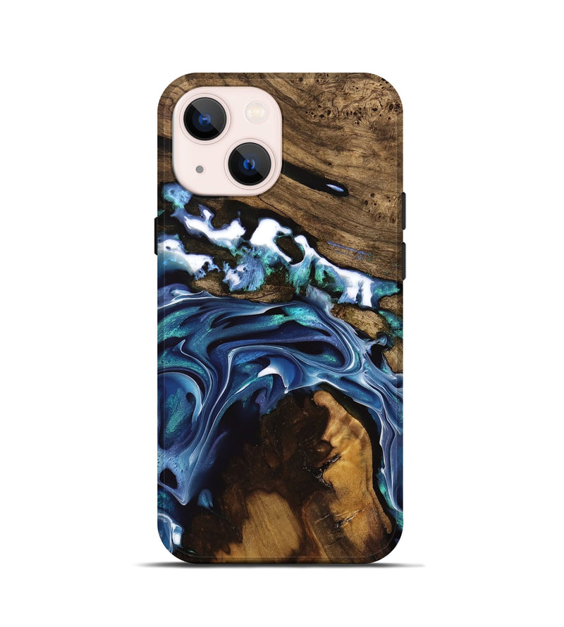 iPhone 13 mini Wood Live Edge Phone Case - Howard (Blue, 741335)