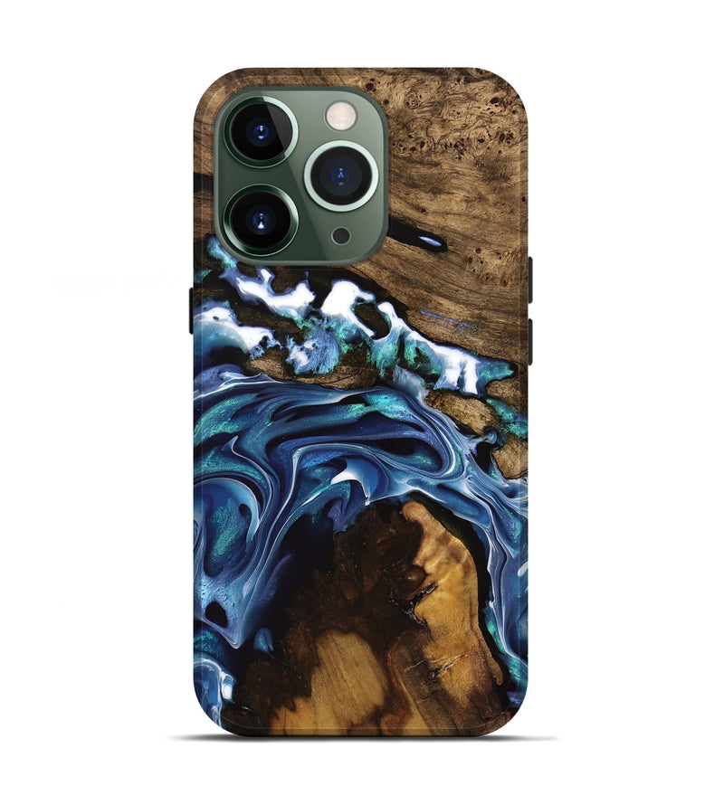 iPhone 13 Pro Wood Live Edge Phone Case - Howard (Blue, 741335)