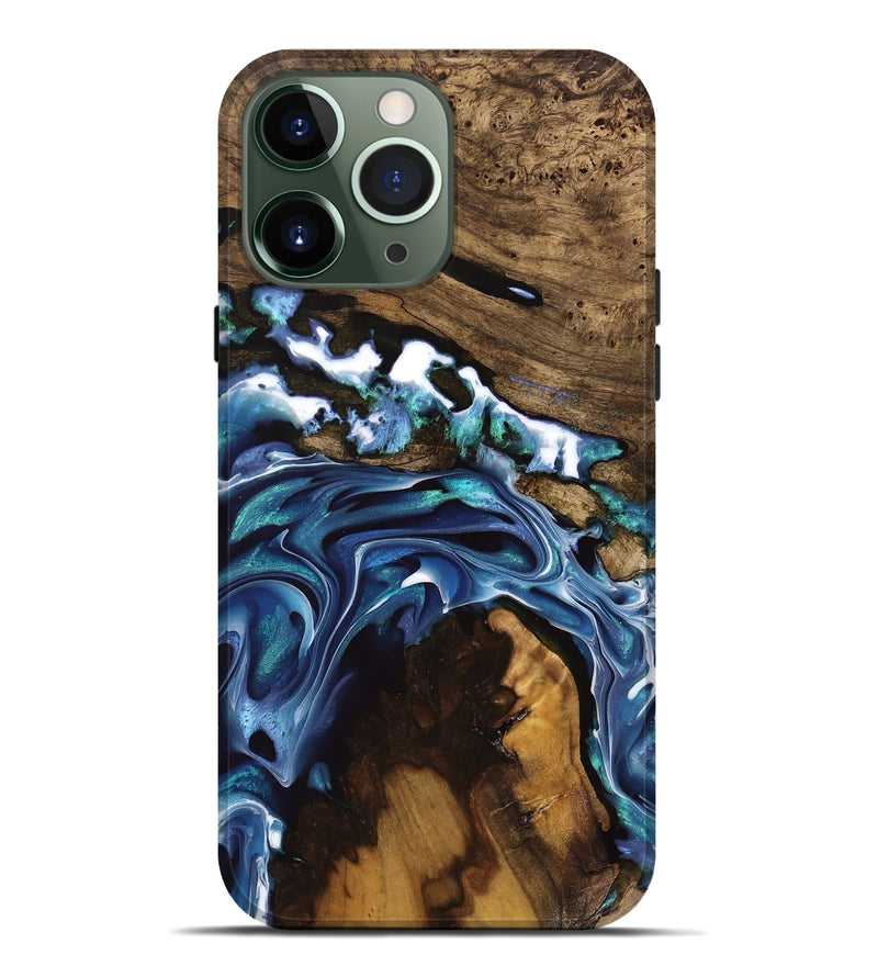 iPhone 13 Pro Max Wood Live Edge Phone Case - Howard (Blue, 741335)