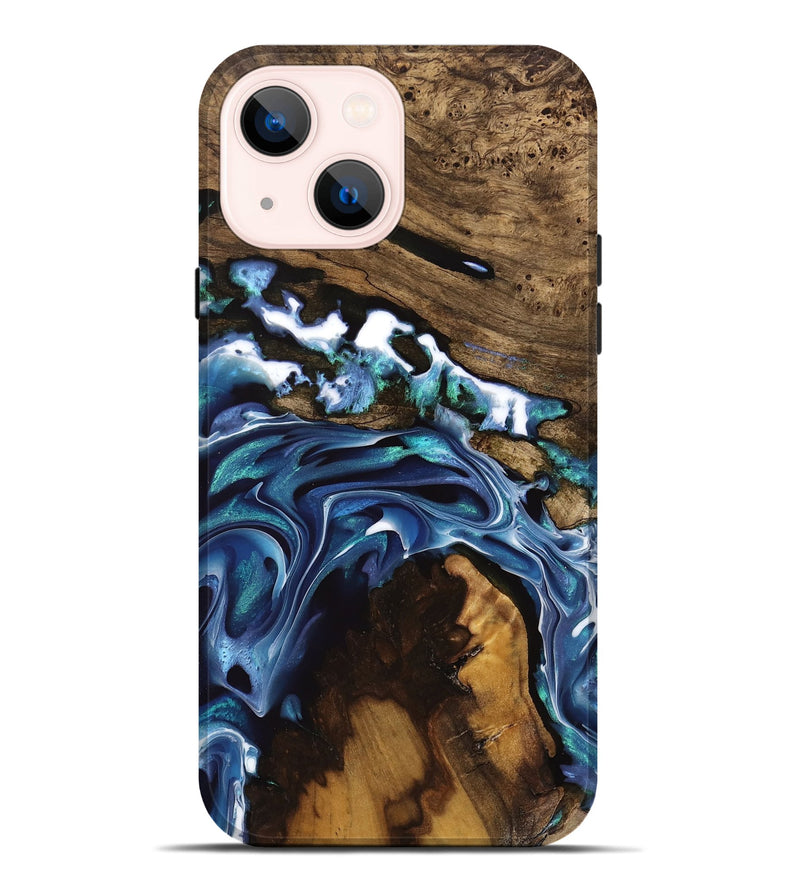 iPhone 14 Plus Wood Live Edge Phone Case - Howard (Blue, 741335)