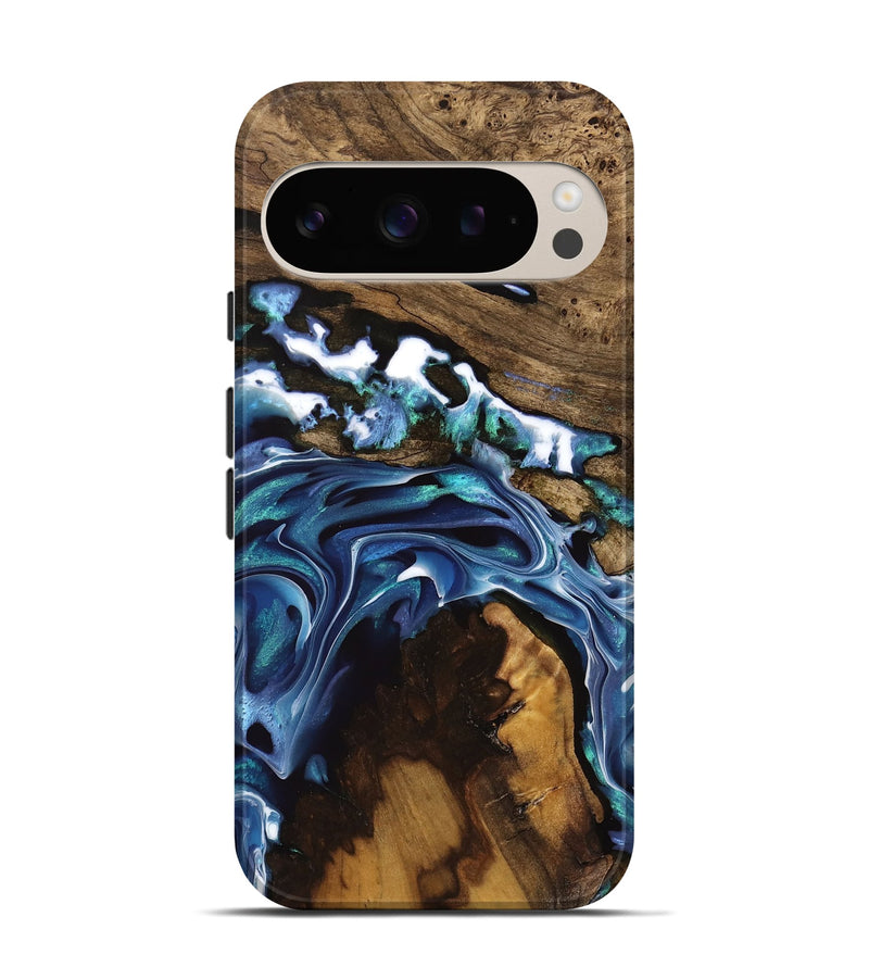 Pixel 9 Pro Wood Live Edge Phone Case - Howard (Blue, 741335)