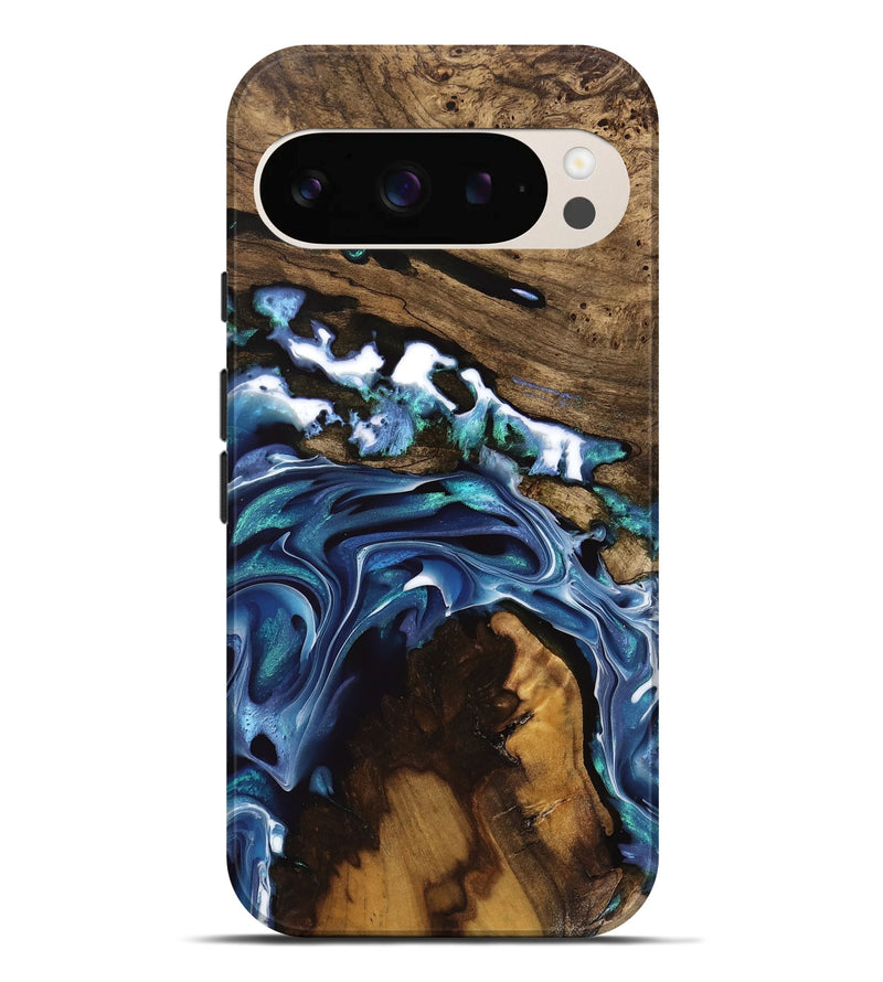 Pixel 9 Pro XL Wood Live Edge Phone Case - Howard (Blue, 741335)