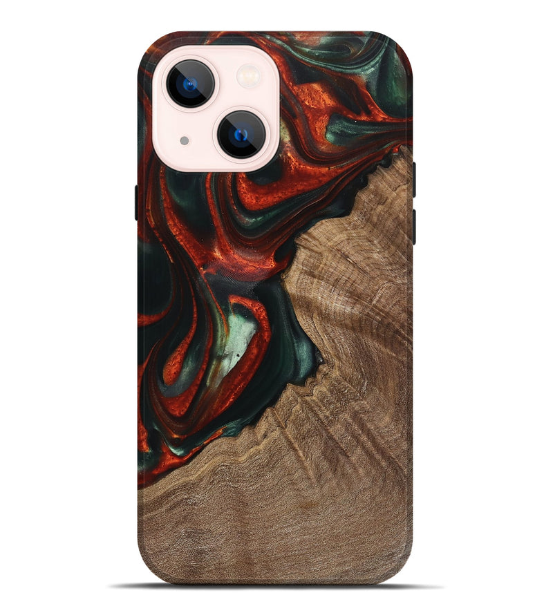 iPhone 14 Plus Wood Live Edge Phone Case - Selena (Green, 741336)