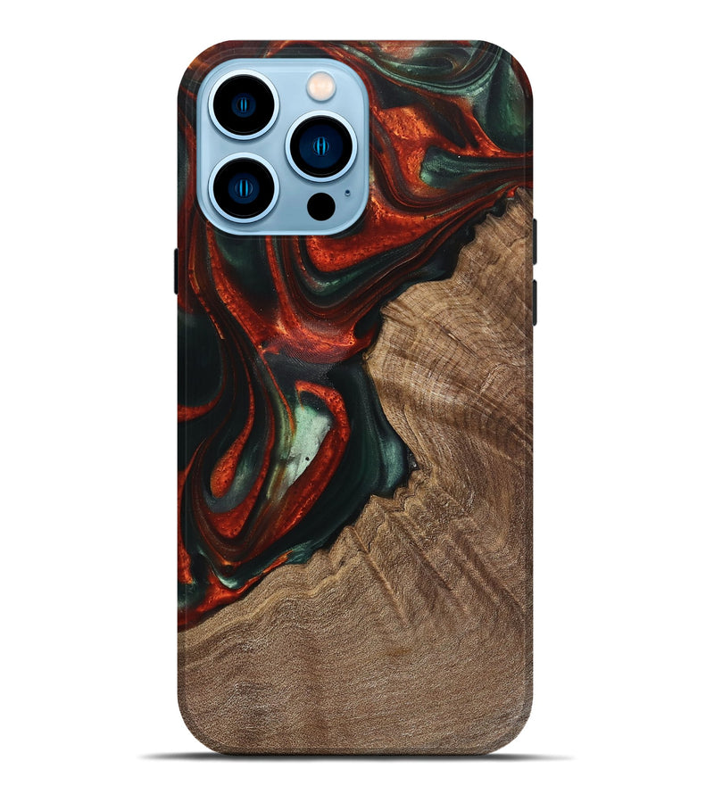 iPhone 14 Pro Max Wood Live Edge Phone Case - Selena (Green, 741336)