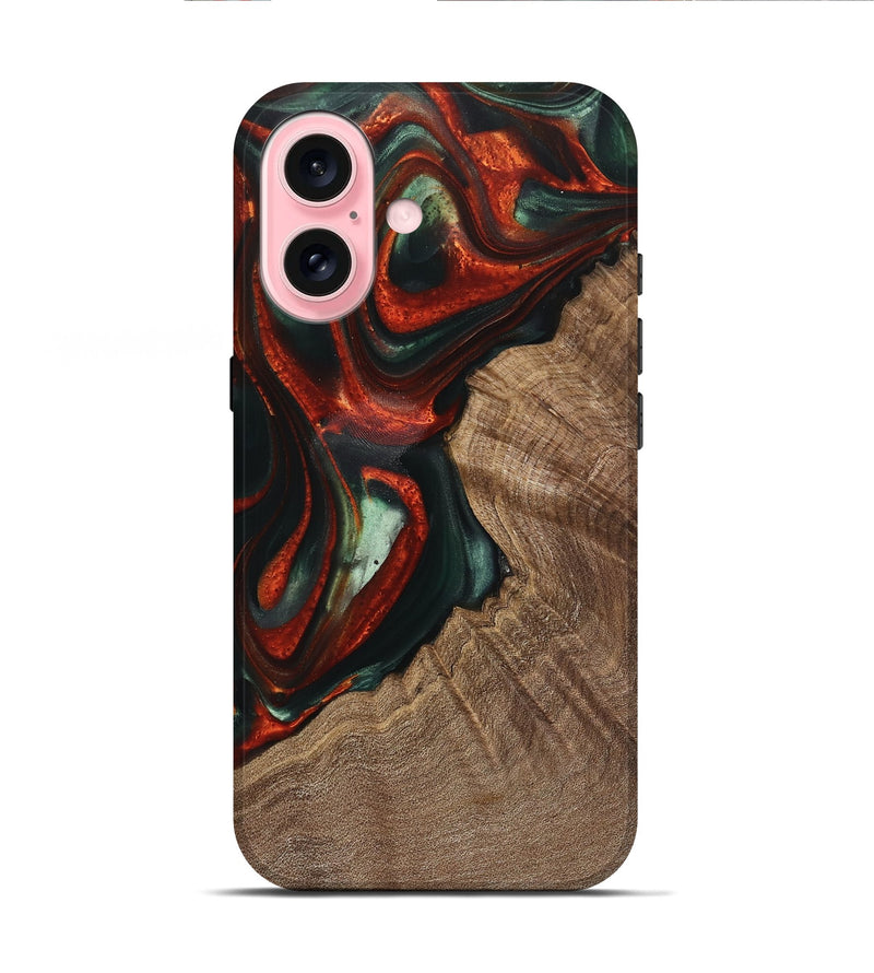 iPhone 16 Wood Live Edge Phone Case - Selena (Green, 741336)