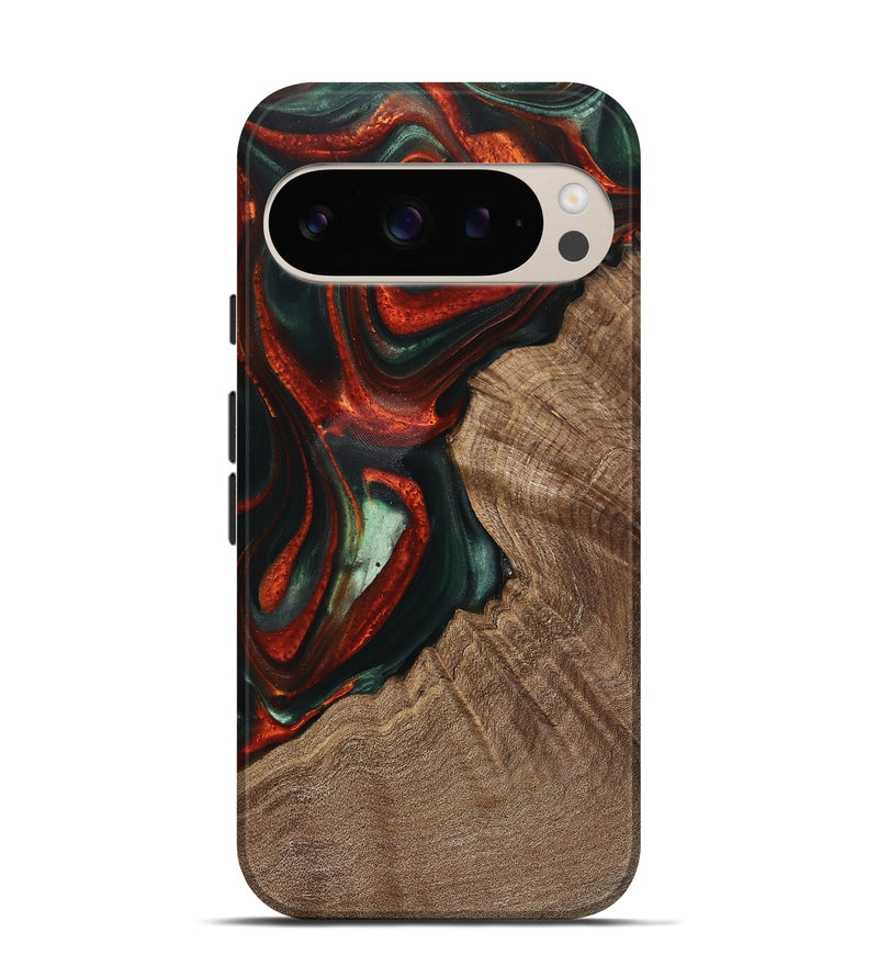 Pixel 9 Pro Wood Live Edge Phone Case - Selena (Green, 741336)