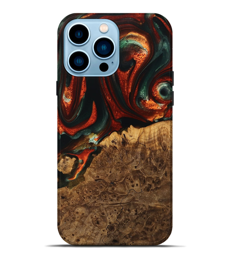 iPhone 14 Pro Max Wood Live Edge Phone Case - Jeet (Green, 741337)