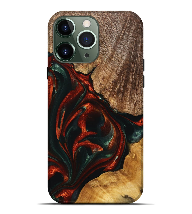 iPhone 13 Pro Max Wood Live Edge Phone Case - Rocio (Green, 741338)