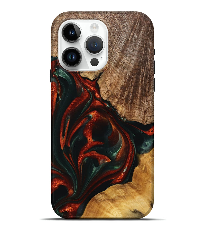 iPhone 15 Pro Max Wood Live Edge Phone Case - Rocio (Green, 741338)