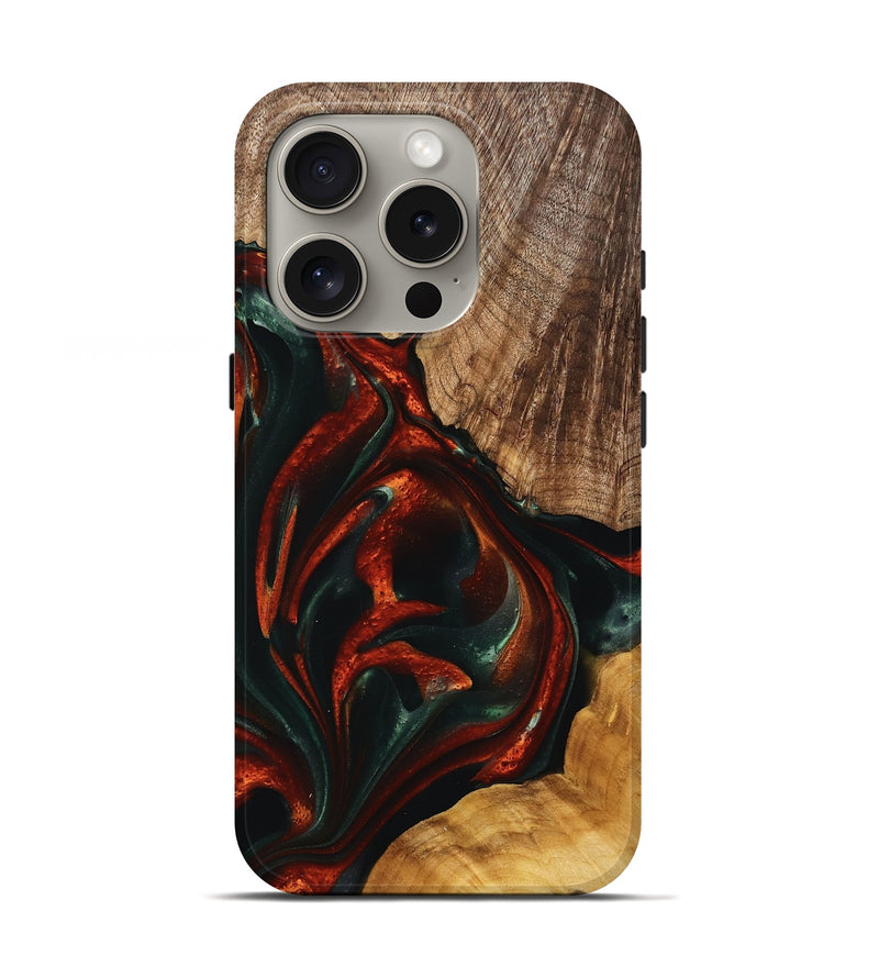 iPhone 16 Pro Wood Live Edge Phone Case - Rocio (Green, 741338)