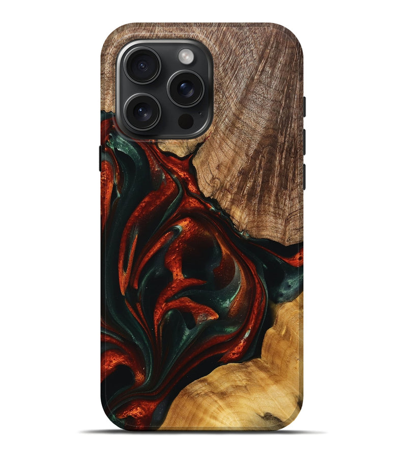 iPhone 16 Pro Max Wood Live Edge Phone Case - Rocio (Green, 741338)