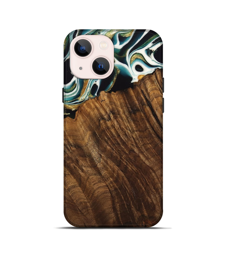 iPhone 13 mini Wood Live Edge Phone Case - Malvina (Green, 741340)