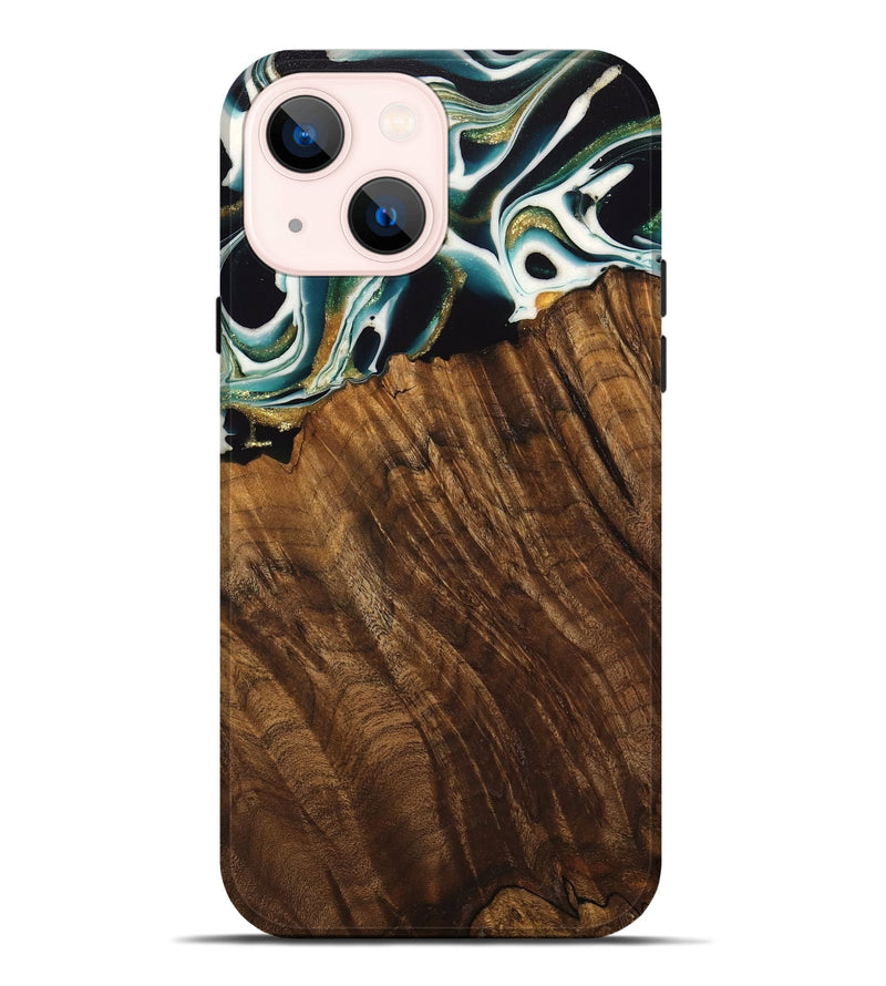 iPhone 14 Plus Wood Live Edge Phone Case - Malvina (Green, 741340)