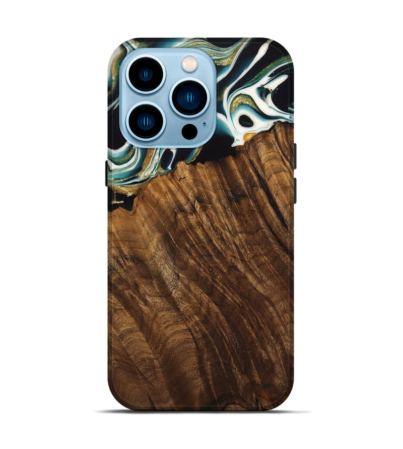 iPhone 14 Pro Wood Live Edge Phone Case - Malvina (Green, 741340)