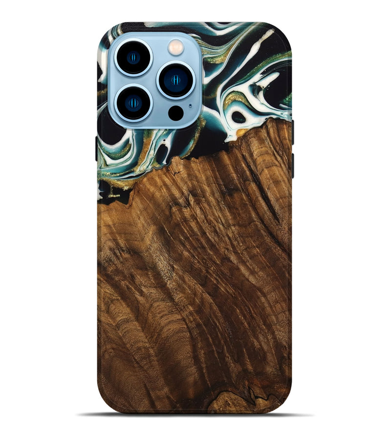 iPhone 14 Pro Max Wood Live Edge Phone Case - Malvina (Green, 741340)