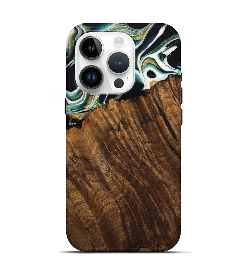 iPhone 15 Pro Wood Live Edge Phone Case - Malvina (Green, 741340)