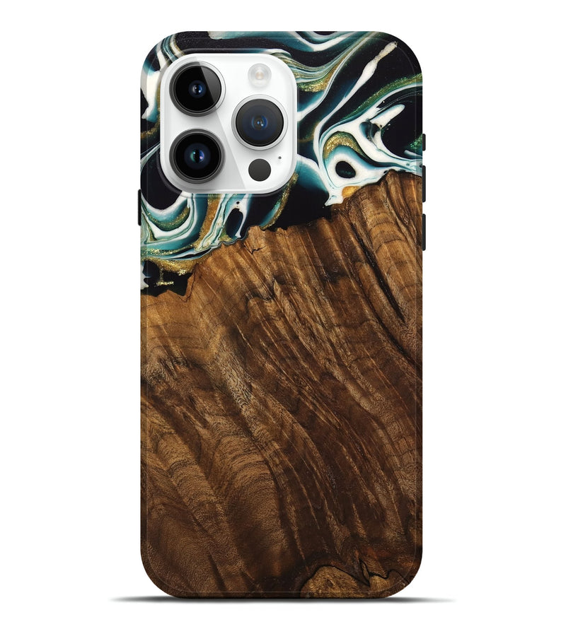 iPhone 15 Pro Max Wood Live Edge Phone Case - Malvina (Green, 741340)