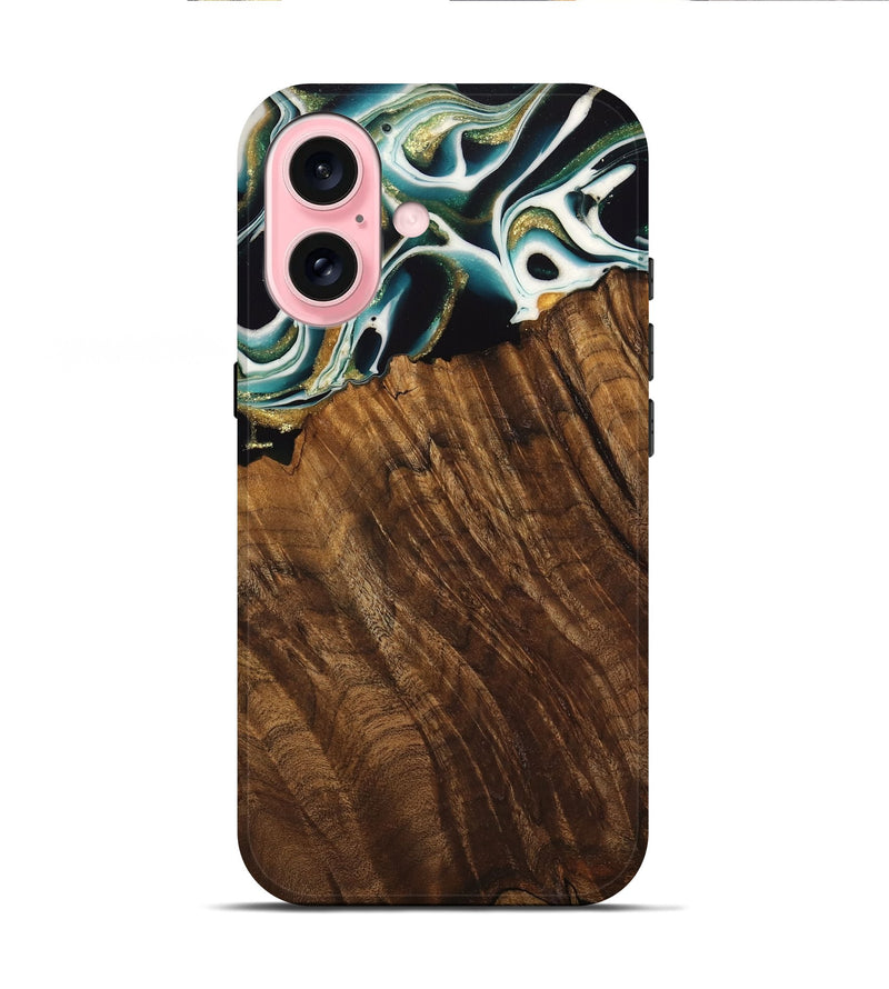 iPhone 16 Wood Live Edge Phone Case - Malvina (Green, 741340)