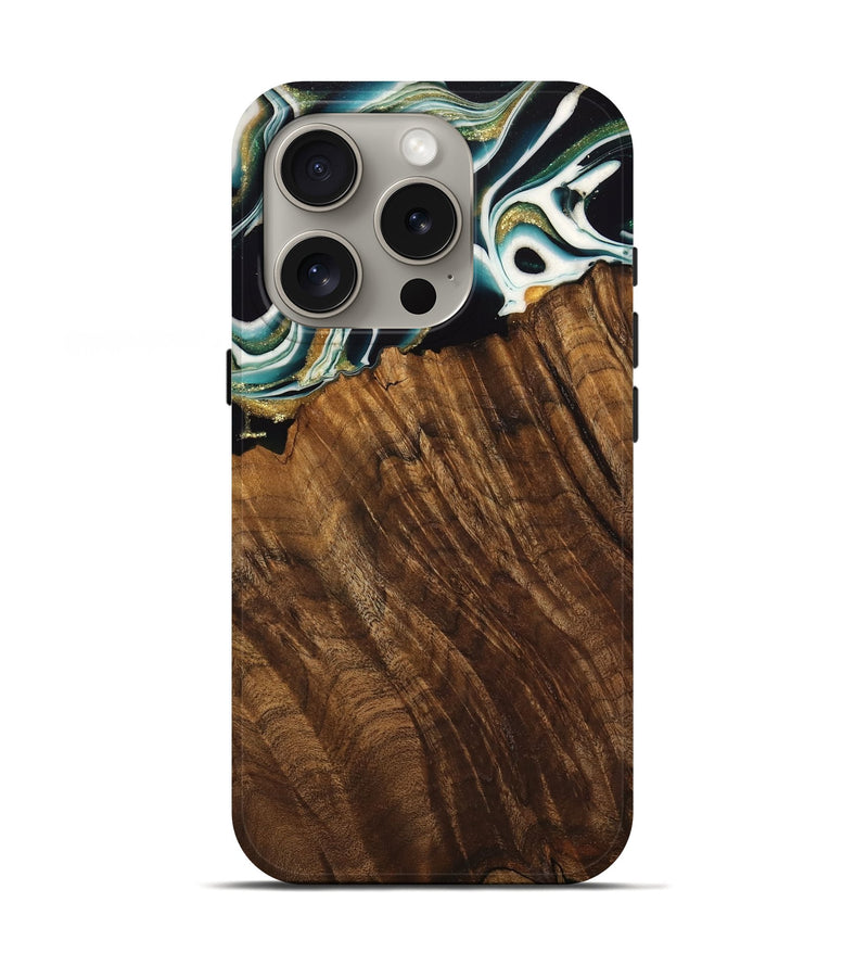 iPhone 16 Pro Wood Live Edge Phone Case - Malvina (Green, 741340)