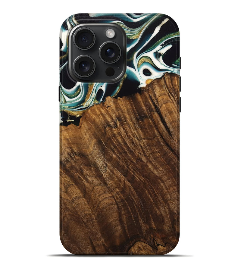 iPhone 16 Pro Max Wood Live Edge Phone Case - Malvina (Green, 741340)