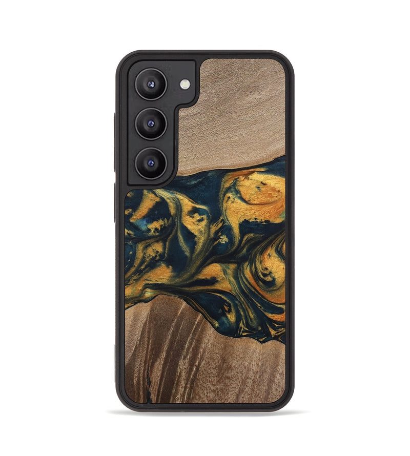 Galaxy S23 Wood Phone Case - Yancy (Teal & Gold, 741359)