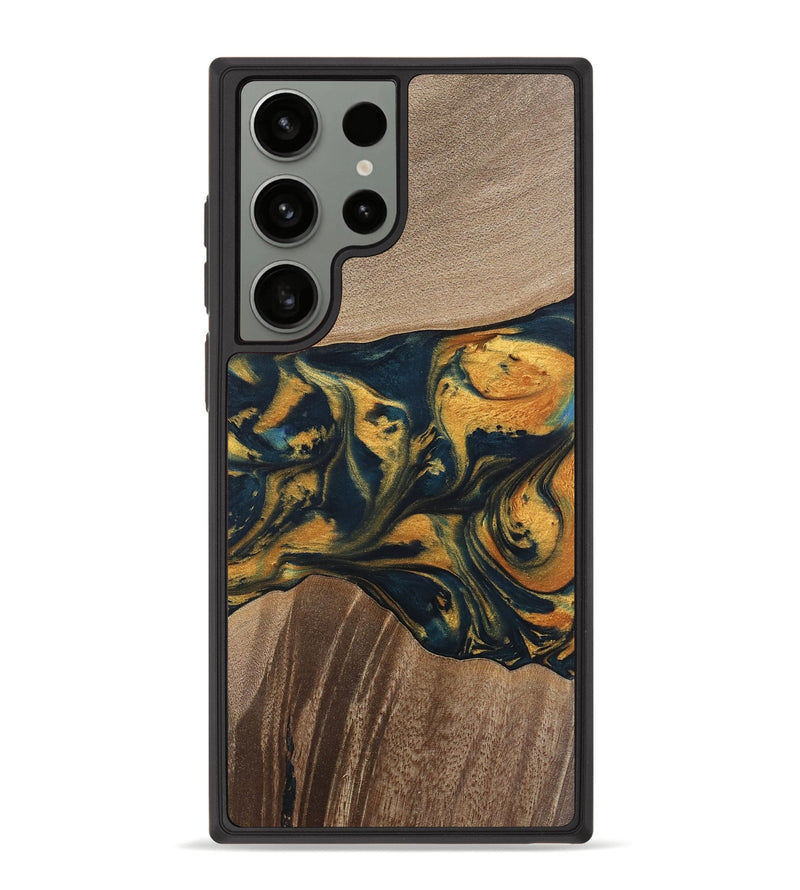 Galaxy S23 Ultra Wood Phone Case - Yancy (Teal & Gold, 741359)