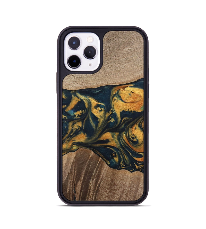 iPhone 11 Pro Wood Phone Case - Yancy (Teal & Gold, 741359)