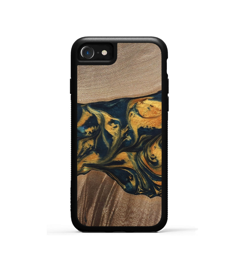 iPhone SE Wood Phone Case - Yancy (Teal & Gold, 741359)