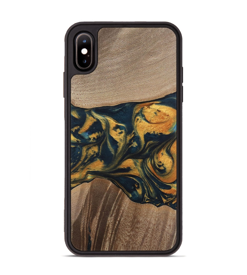 iPhone Xs Max Wood Phone Case - Yancy (Teal & Gold, 741359)