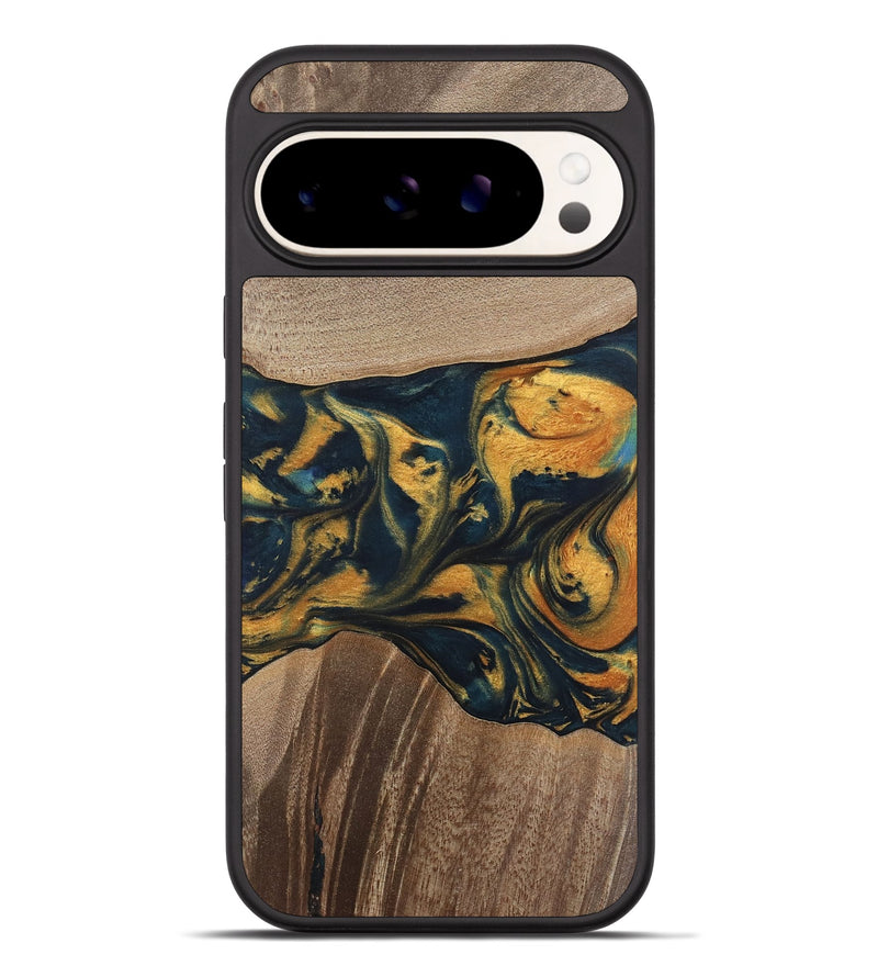 Pixel 9 Pro XL Wood Phone Case - Yancy (Teal & Gold, 741359)