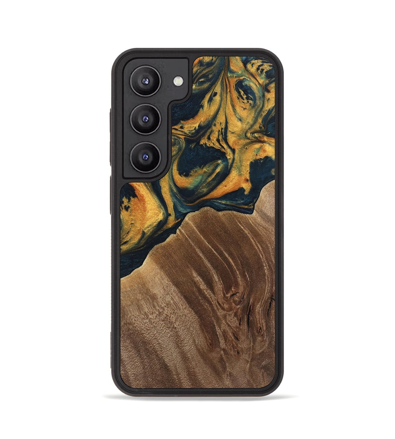 Galaxy S23 Wood Phone Case - Emely (Teal & Gold, 741365)